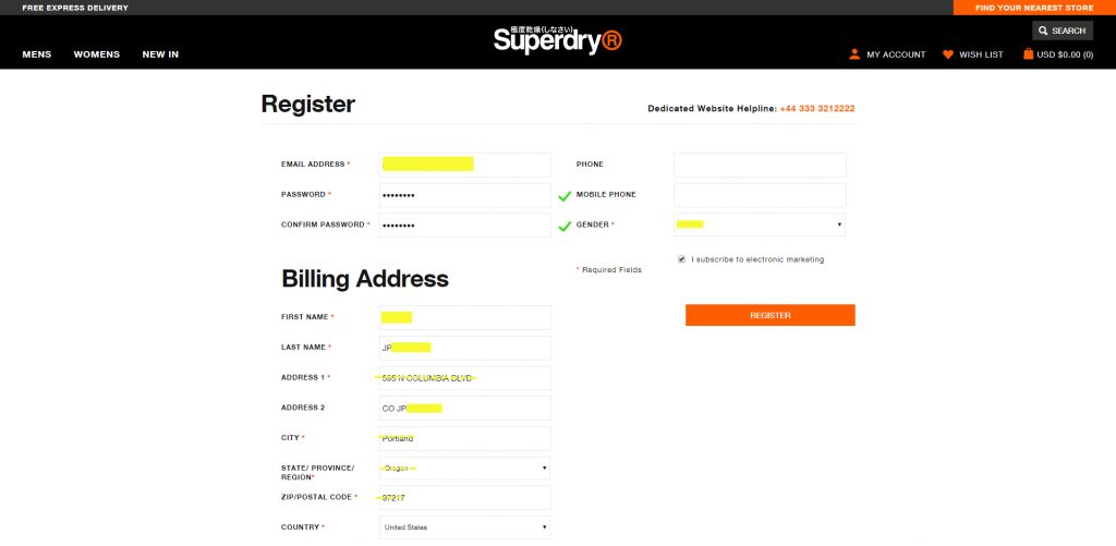 【ご利用例】アメリカSuperdry公式サイトにて購入する方法 Buy&Ship 国際転送サービス