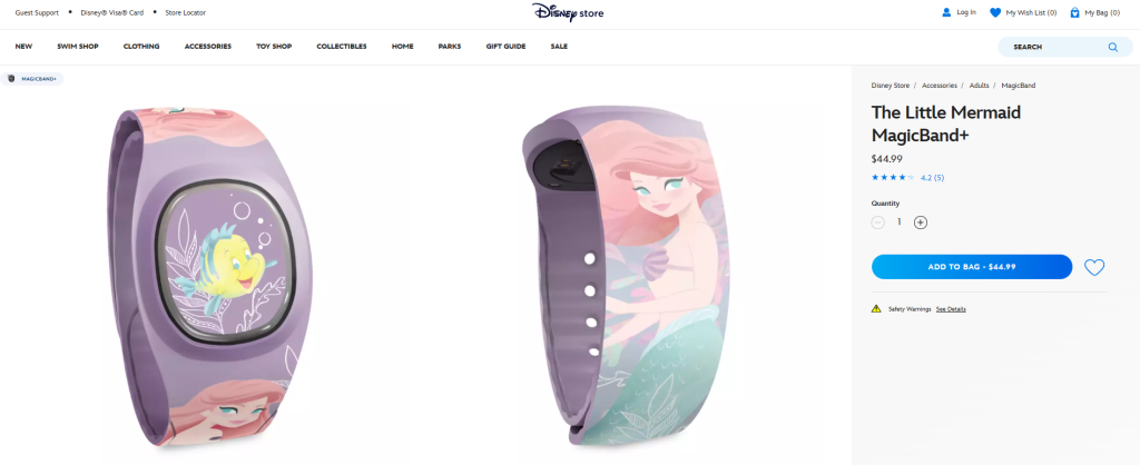 アメリカ ディズニーストア The Little Mermaid MagicBand+(アリエル&フランダー)