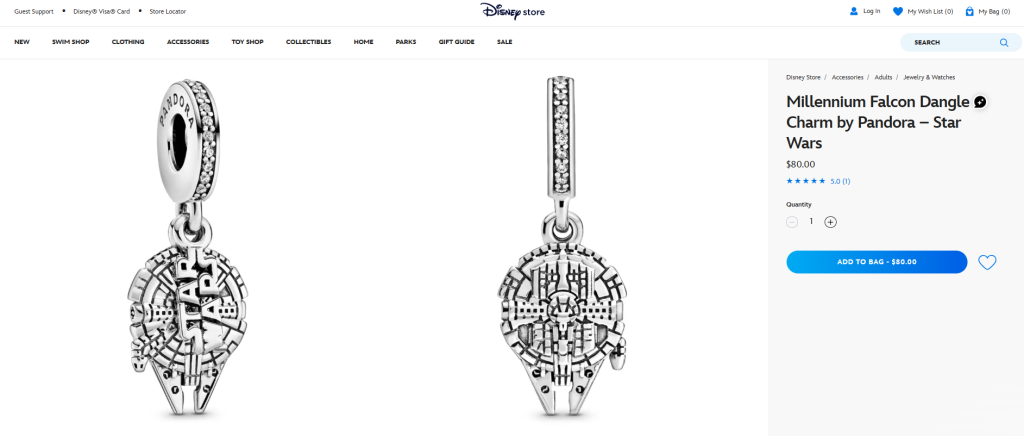 アメリカ ディズニーストア Millennium Falcon Pandora チャーム