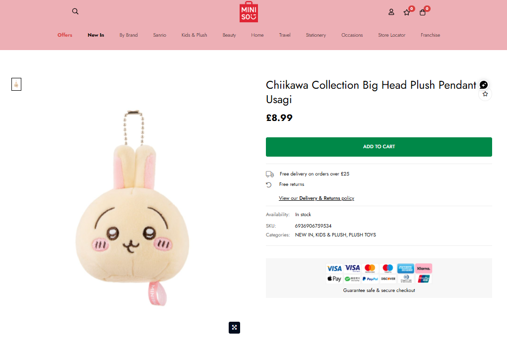 Miniso UK ちいかわ × MINISO