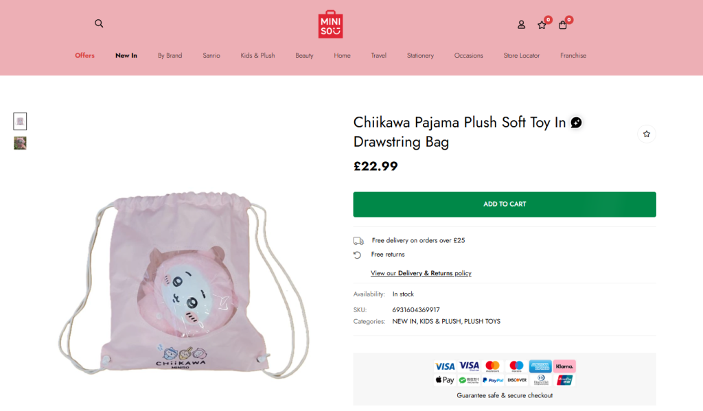 Miniso UK ちいかわ × MINISO