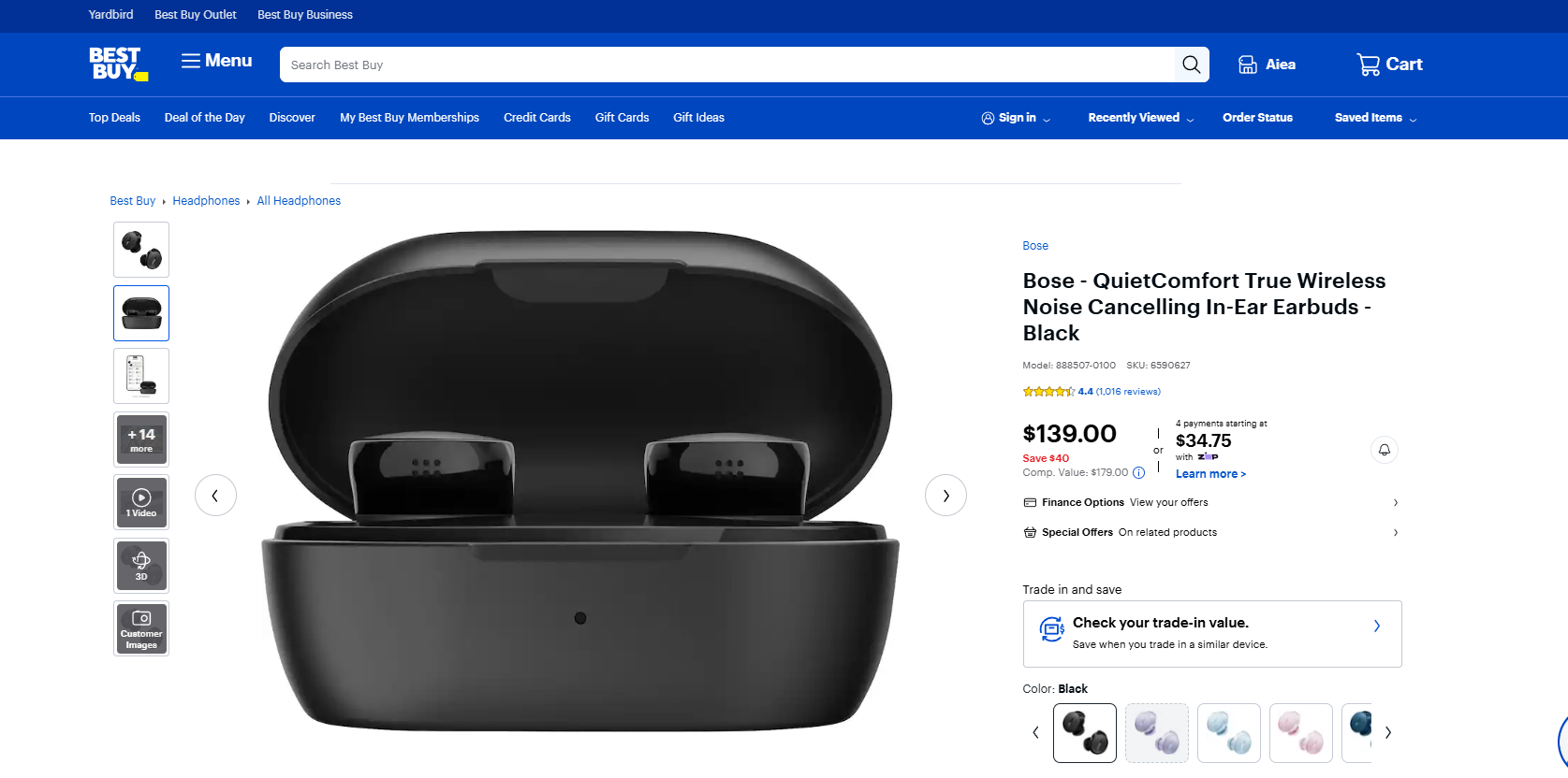 Bose - QuietComfort True Wireless Noise Cancelling In-Ear Earbuds