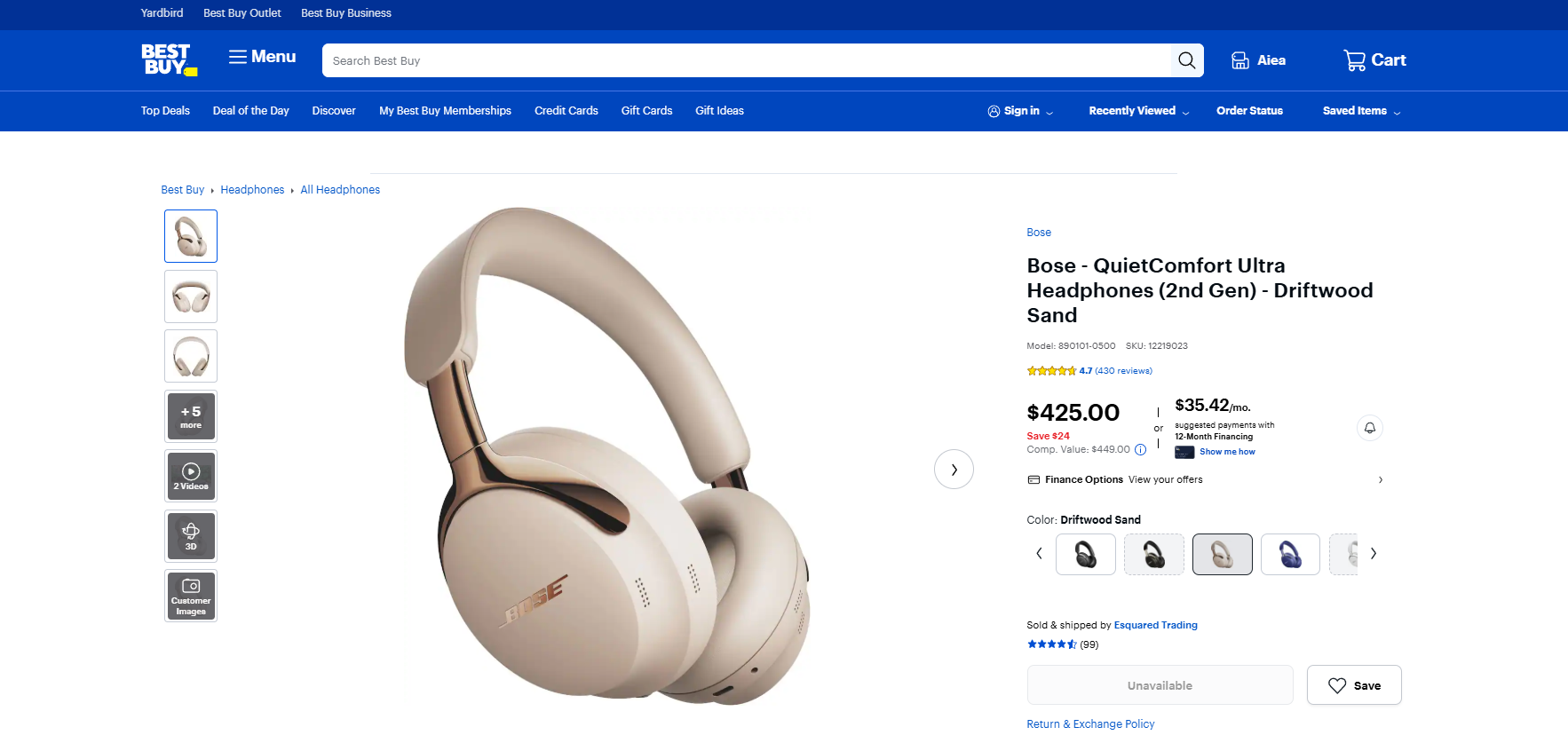 Bose - QuietComfort Ultra Headphones (2nd Gen) - Driftwood Sand