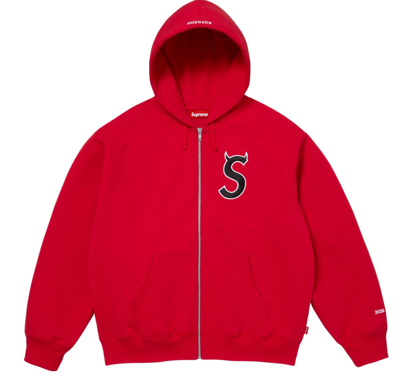 Devil S Logo Zip Up Hooded Sweatshirt